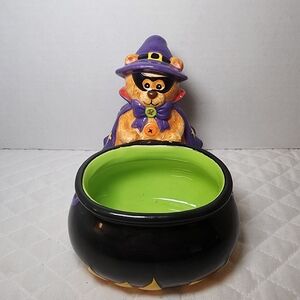 HALLOWEEN Candy Bowl Bear Witch Cauldron CKAO